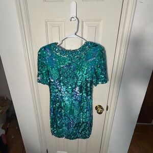 VINTAGE mermaid beaded with sequins 1980s dress * accepting offers